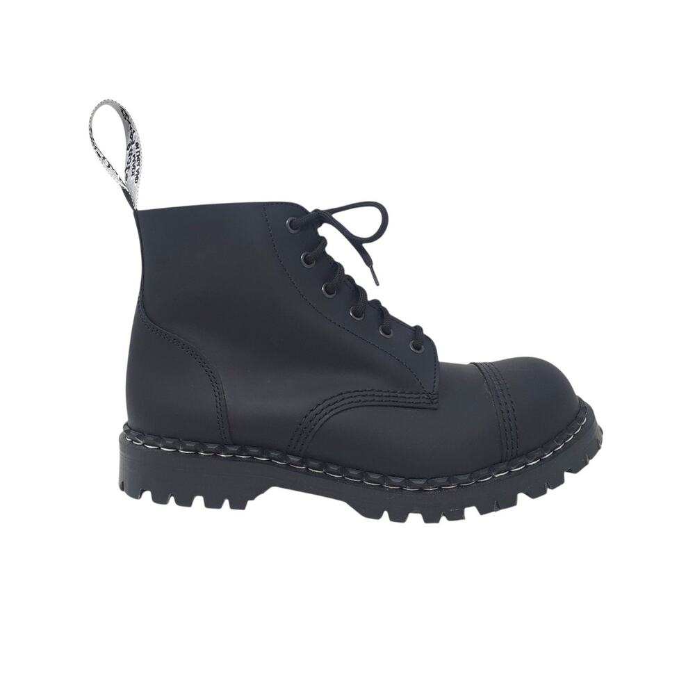 Solovair Gripfast Greasy 6 Eye Steel Toe Capped Derby Boots Black Leather UK 8